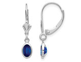 1.30 Carat (ctw) Blue Sapphire Dangle Earrings in 14K White Gold